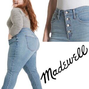 Madewell 9" High Rise Skinny Jean Distressed Button Fly Size 36T
